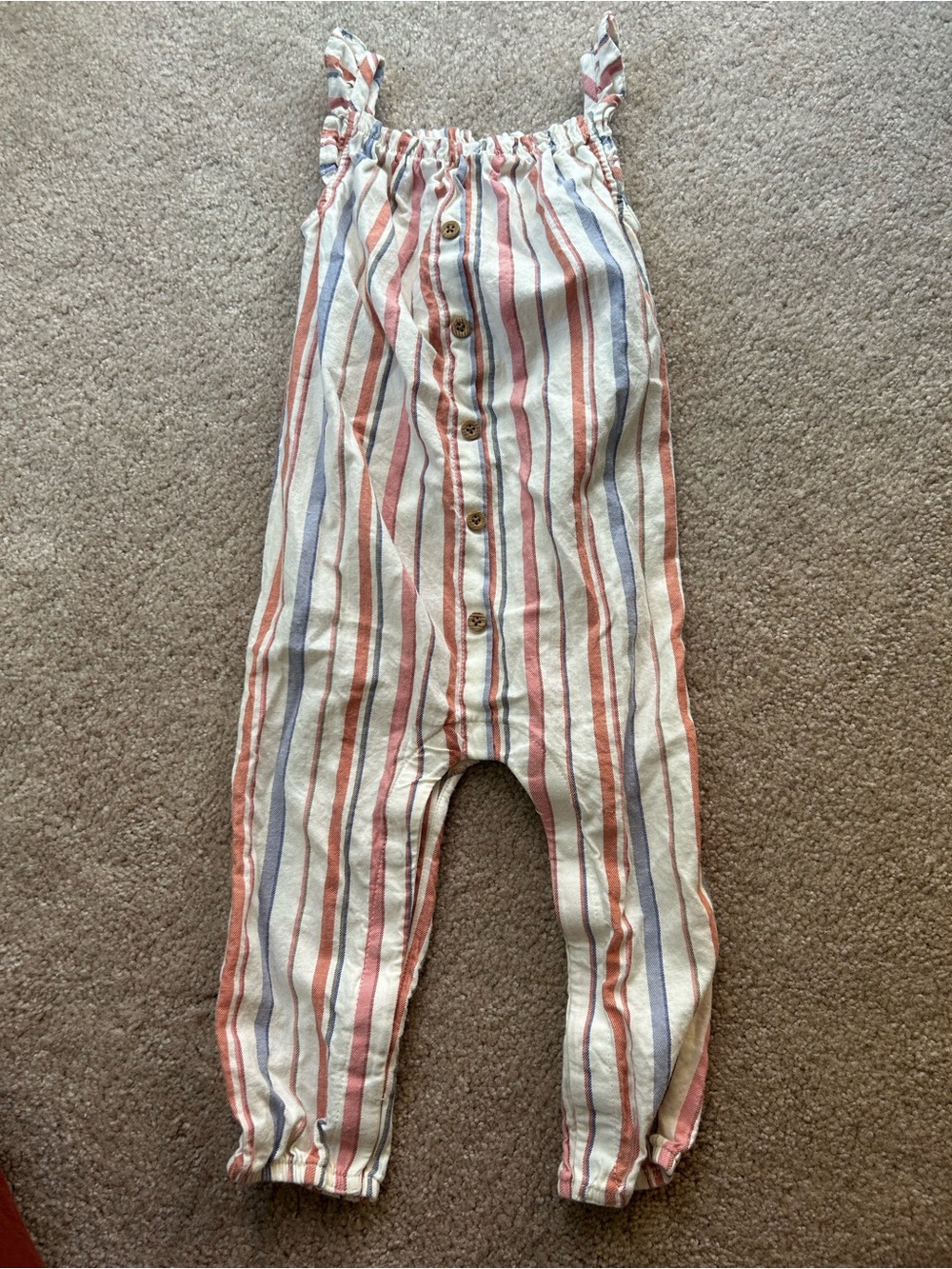 Carter's Cream Multicolor Striped Sleeveless Romper